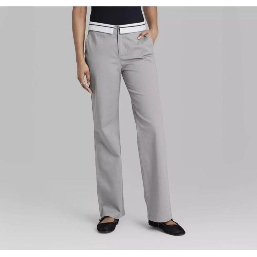 Wild Fable Mid-Rise Regular Fit Fold-Over Chinos size 17 - Gray - NEW